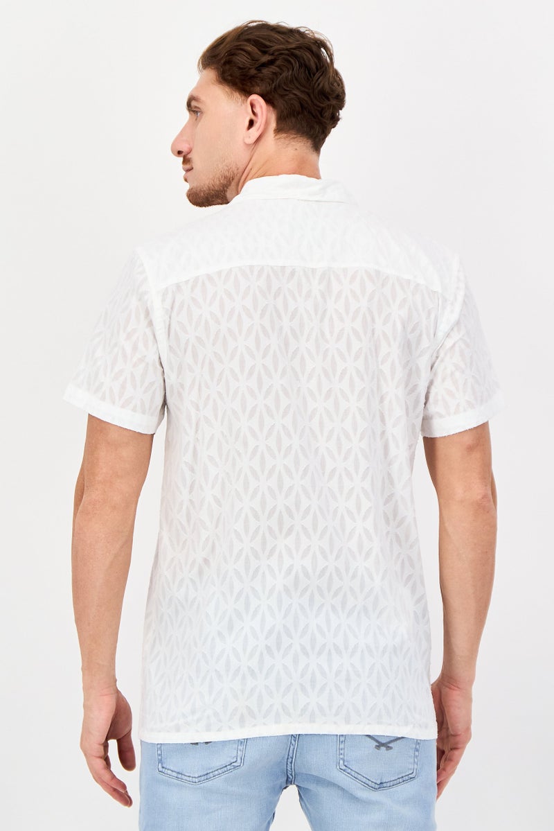 Threadbare Men Regular Fit Textured Short Sleeve Casual Shirt, White - Image 2